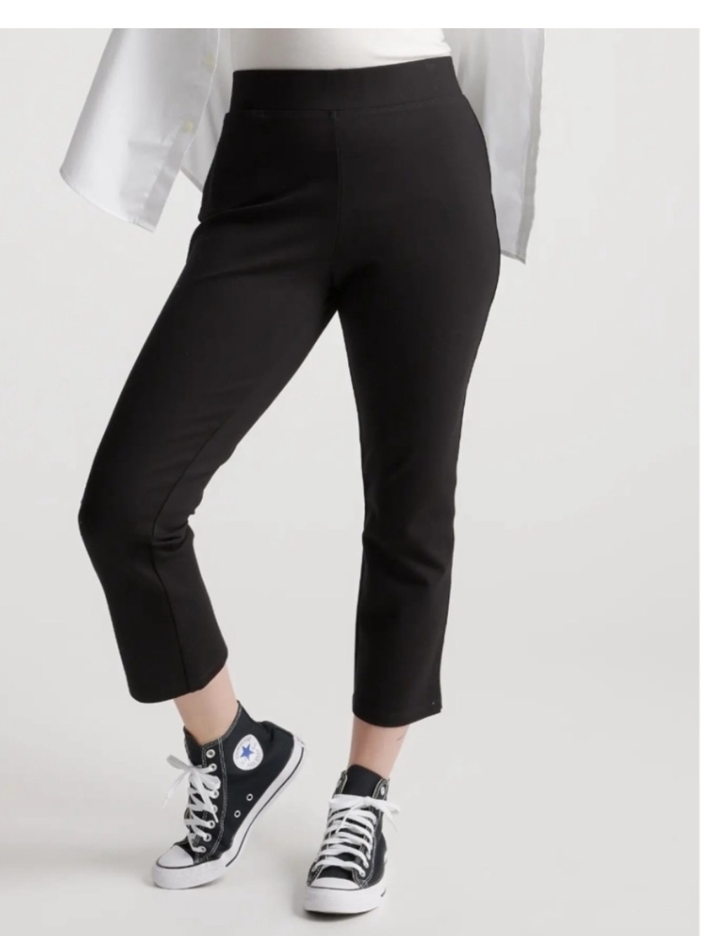 Quince Kick Flare Ponte Pants medium black